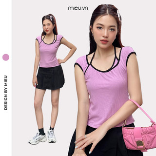 Áo thun nữ thiết kế cổ yếm trẻ trung form babytee ôm dáng MIEU - KAU03