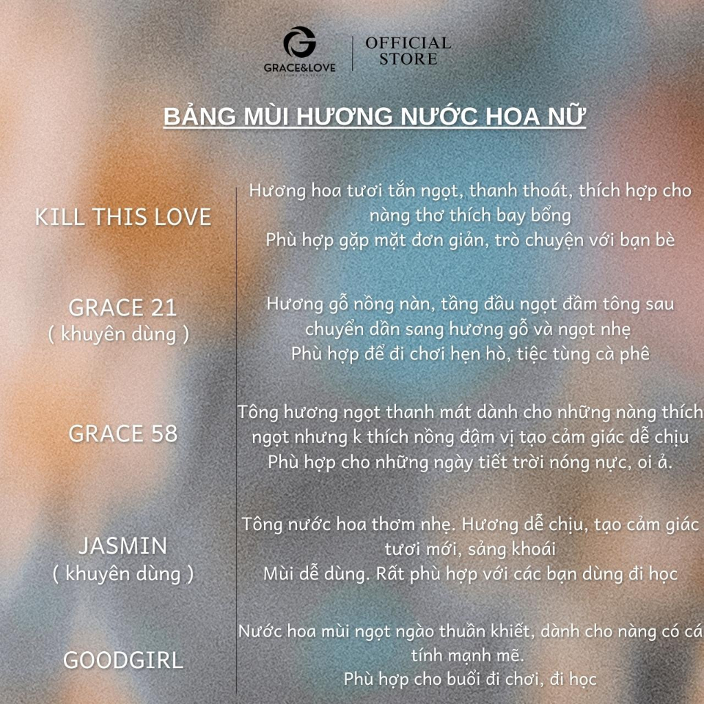 Nước hoa nữ thơm lâu chính hãng Grace And Love cao cấp - Tinh dầu nước hoa nữ thơm lâu ngọt ngào quyến rũ thanh lịch | BigBuy360 - bigbuy360.vn