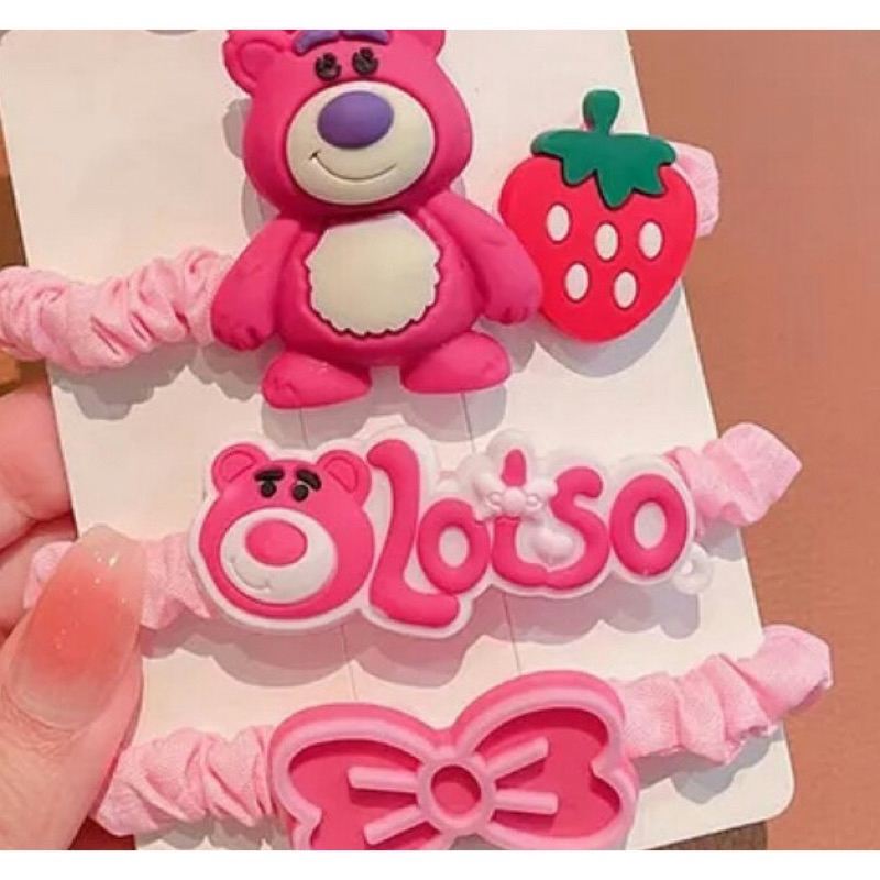 Set 8 Dây  Buộc Tóc Hình Chú GẤU DÂU LOTSO Dễ Thương Cho Bé Gái