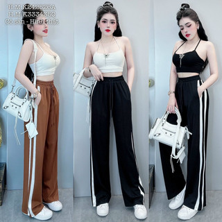 Quần ống suông nữ quần nữ bigsize phối viên thun gân