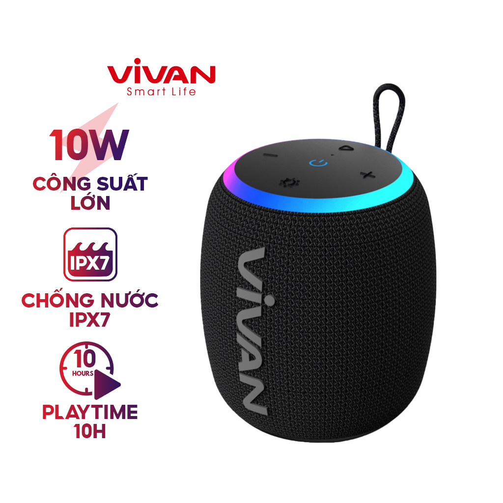 Loa Bluetooth công suất 10W chống nước IPX7 VIVAN VS15 Đen