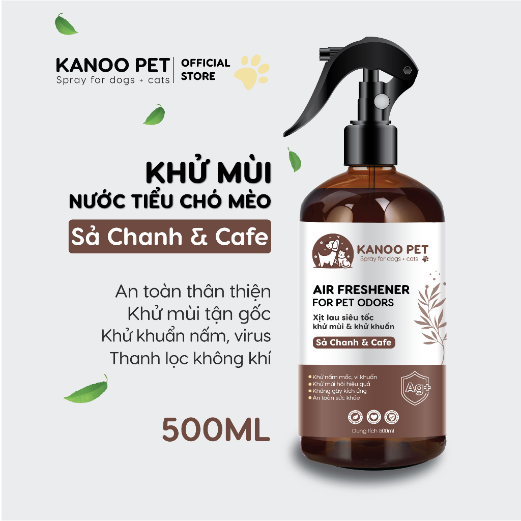 Xịt khử mùi nước tiểu, chậu cát chó mèo Sả Chanh & Cafe giúp khử tận gốc mùi hôi khai, hỗ trợ pet đi vệ sinh đúng chỗ