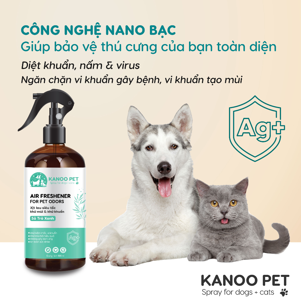 Xịt khử mùi nước tiểu KANOO PET, khử mùi chậu cát chó mèo giúp khử tận gốc mùi hôi khai, hỗ trợ pet đi vệ sinh đúng chỗ