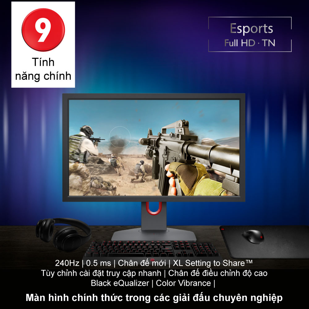 Màn hình gaming eSports FPS BenQ ZOWIE XL2540K TN 240Hz 24.5 inch