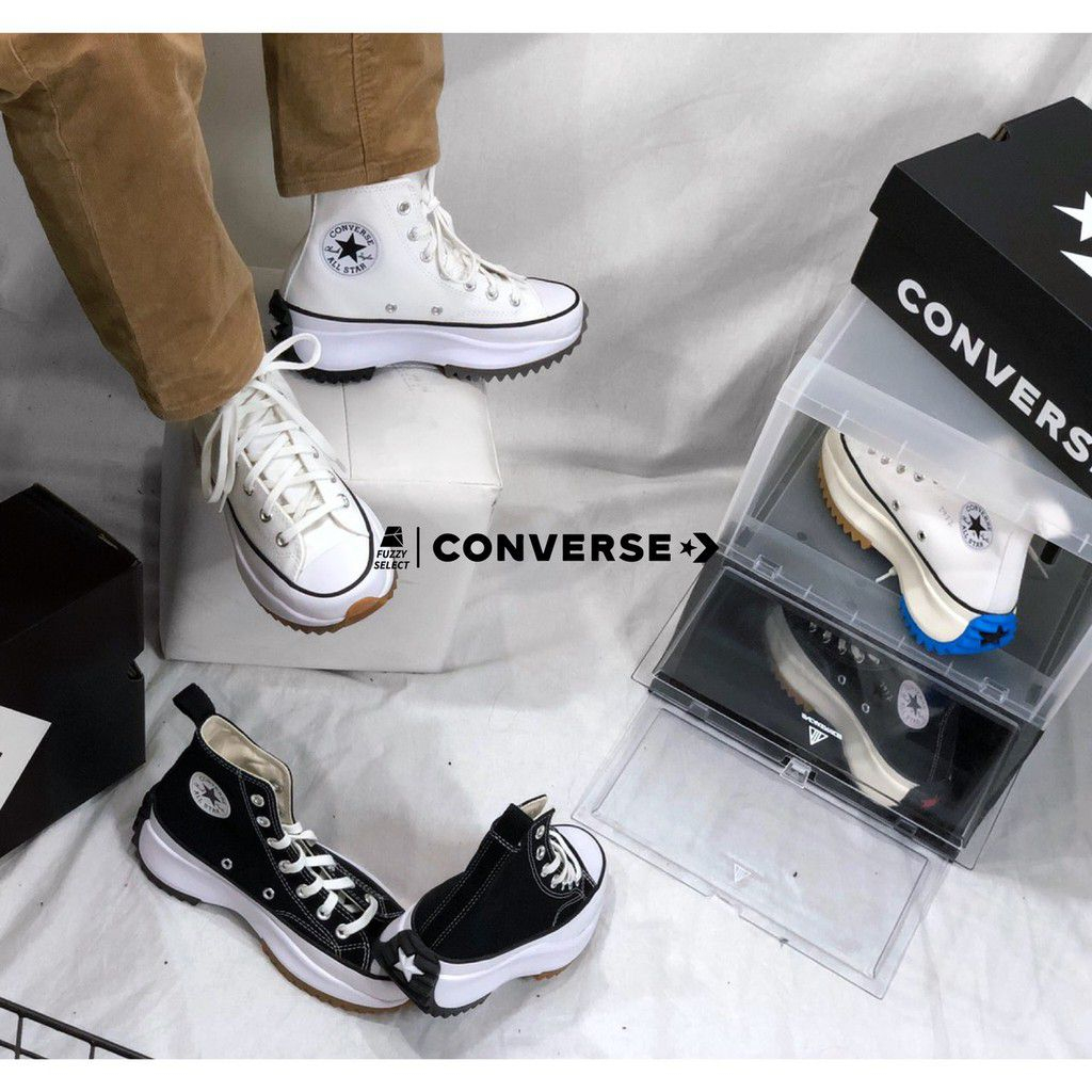 [ Best Quality ] Giày Convers Run Star Hike High Trắng Đen 'Black White Gum' 166800V