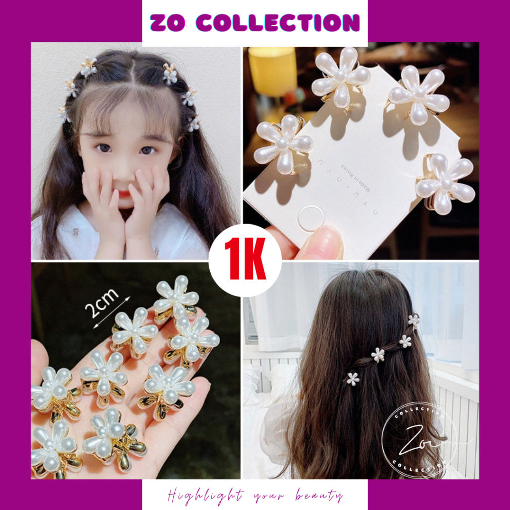 Kẹp Tóc Mái Mini Hình Hoa Ngọc (Set) Kẹp Tóc Càng Cua Dễ Thương Để Kẹp Tóc Mái Phong Cách Hàn Quốc Dành Cho Nữ