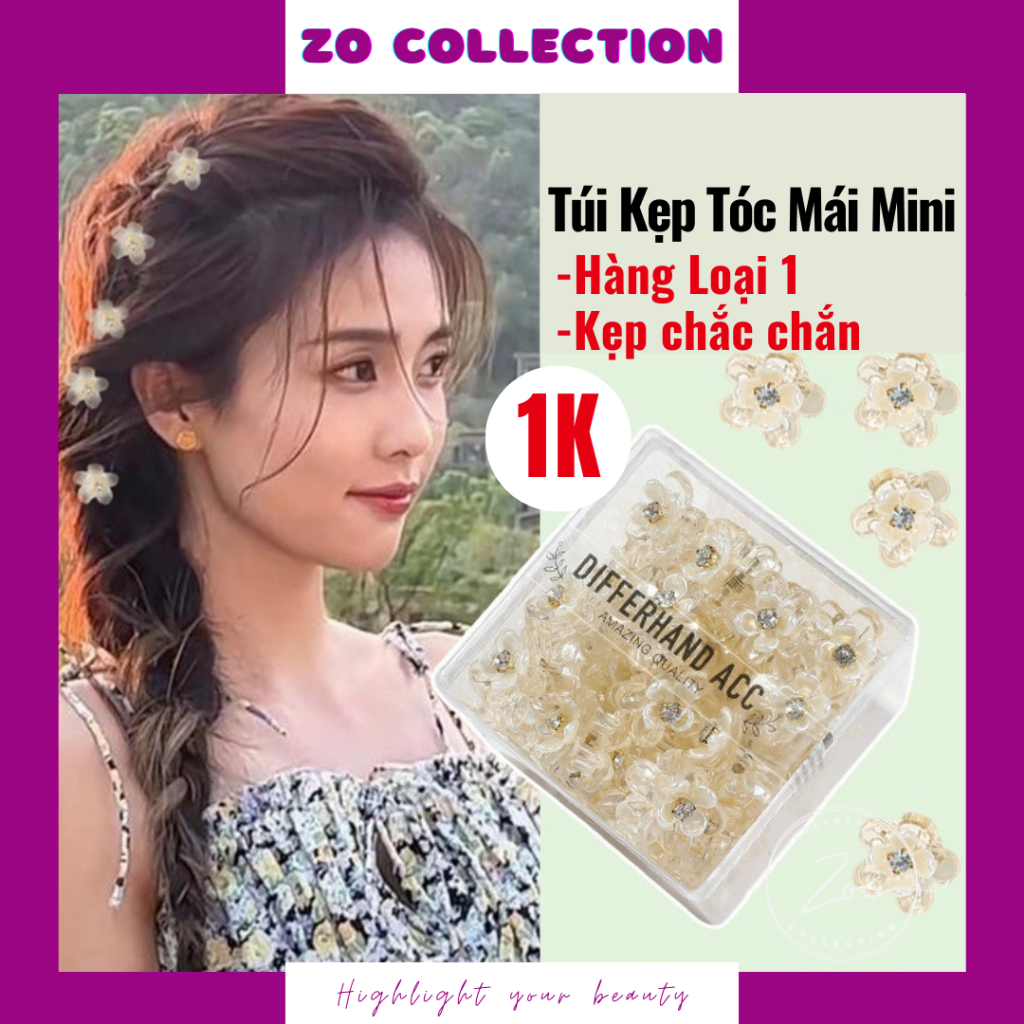 Kẹp Tóc Mái Mini Hình Hoa Trong Suốt (Set) Kẹp Tóc Càng Cua Xinh Xắn Phong Cách Hàn Quốc Dành Cho Nữ