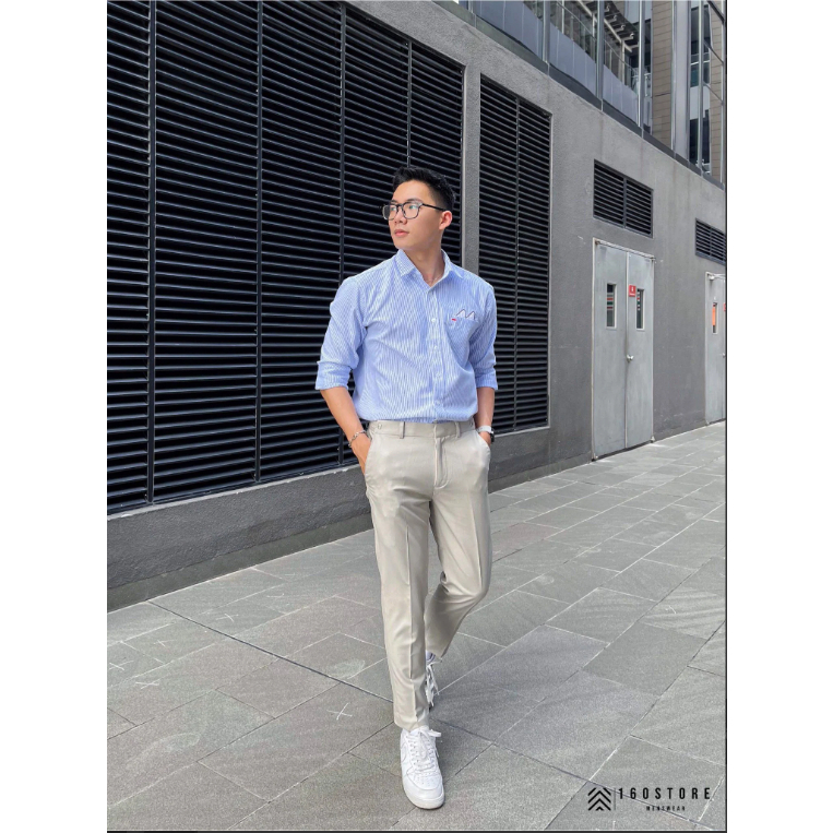 Áo sơmi nam ICONDENIM Vertical Stripes form dáng slim thanh lịch - SMID0141