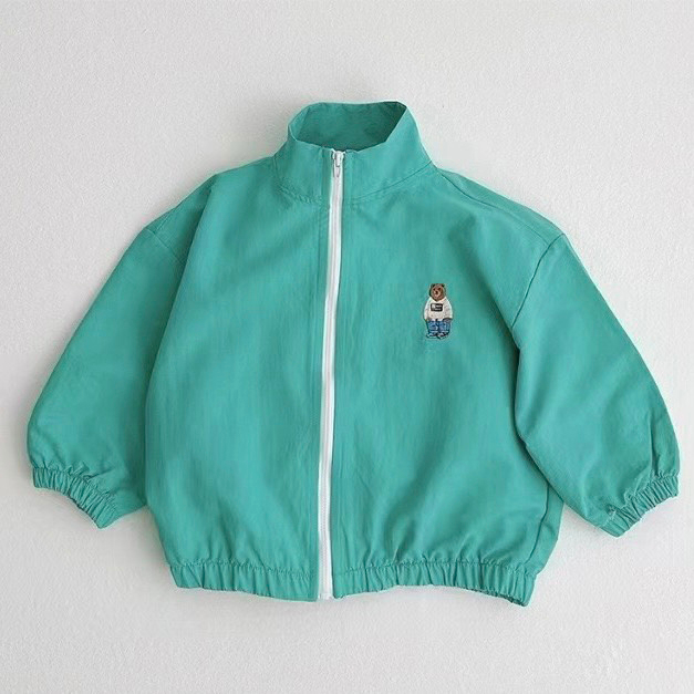 TE410 - Áo khoác gió 2 lớp cho bé Hokiha Kid chất gió cao cấp hoạ tiết gấu thêu dễ thương size 8-17kg