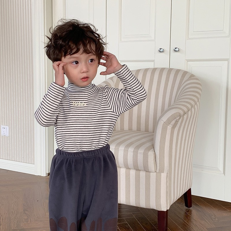 TE411- Áo giữ nhiệt cổ 5 phân chữ thêu Hokiha Kids chất  zip lông 2 mặt dày dặn mềm mịn cho bé trai bé gái từ 8-18kg