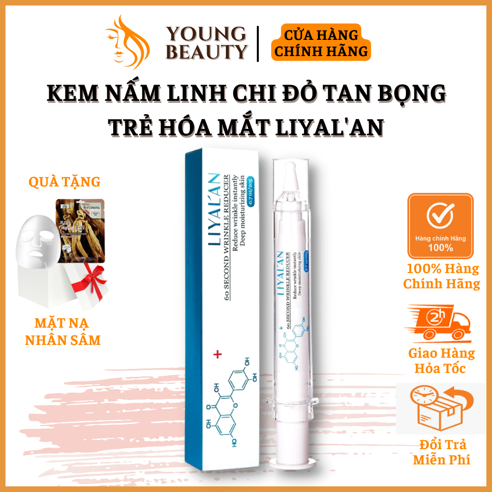 Kem tan bọng trẻ hóa mắt LIYAL'AN nấm linh chi đỏ - Kem LIYAL'AN tan bọng mắt, giảm nếp nhăn, mờ thâm mắt - YOUNG BEAUTY