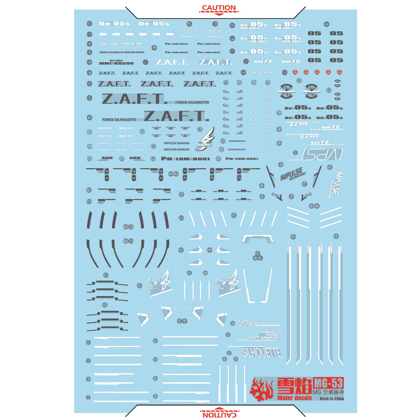 Đề can - Decal nước MG Impulse các loại