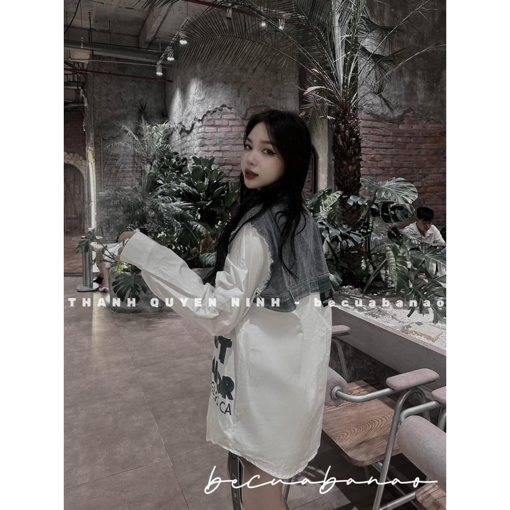 Sơ mi chữ mix bò dáng oversize hàng loại 1 Cemos