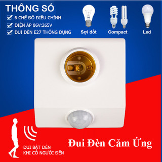 Đui đèn cảm biến chuyển động tự động bật tắt đèn E27 LOẠI NÚT GẠT