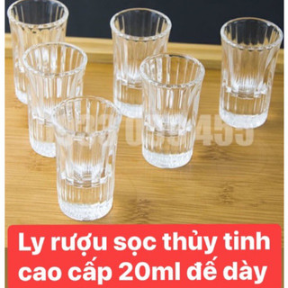 Bộ 12 ly bộ 6 ly rượu thuỷ tinh deli sọc cao cấp sang trọng đế dày 20ml