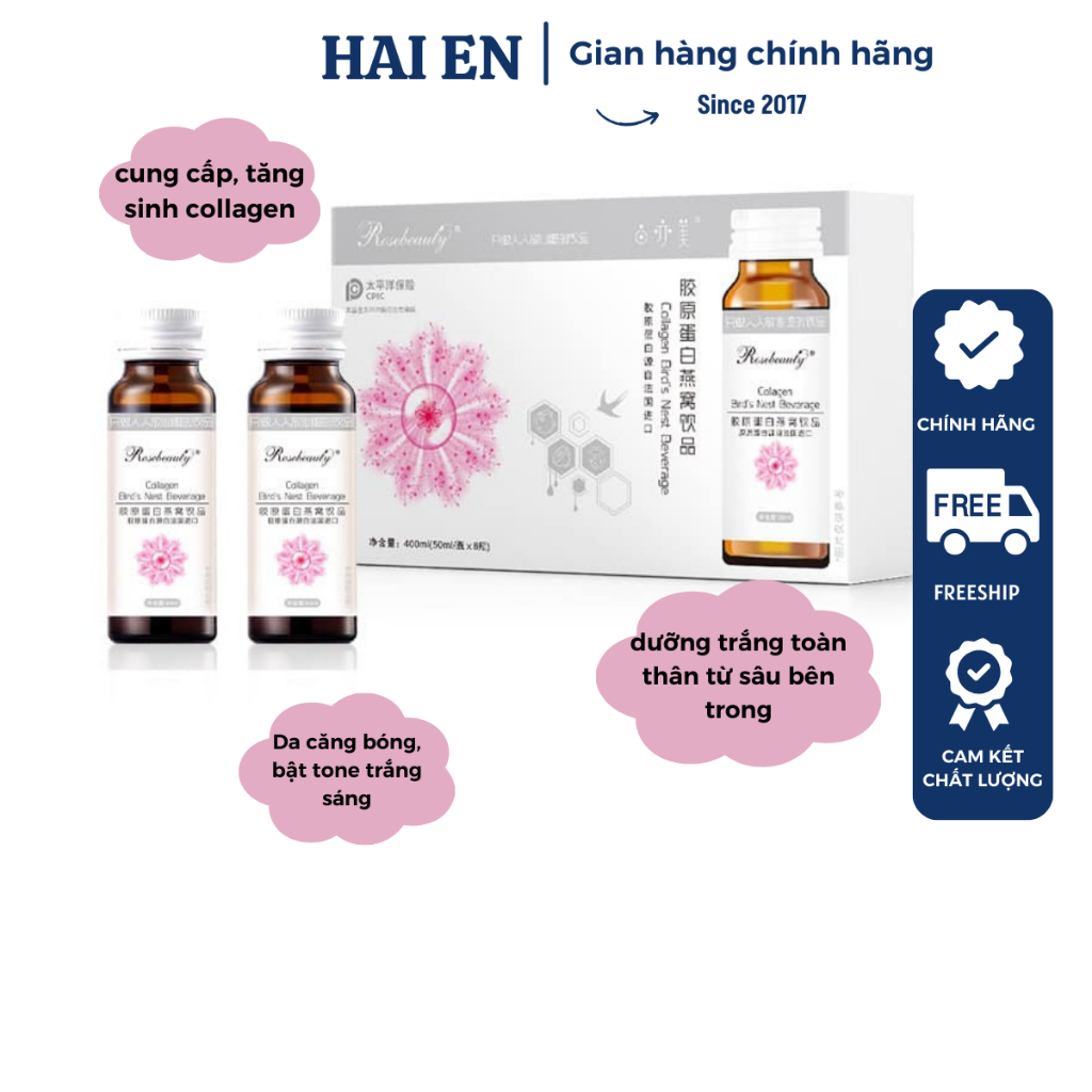 Collagen Yến Rose Beauty Trắng Da Chính Hãng