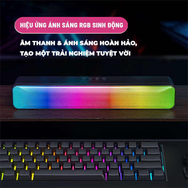 Loa Bluetooth công suất lớn âm thanh vòm 3D có đèn Led RGB theo nhạc hỗ trợ kết nối đa cổng loa nghe nhạc BASIKE MW37