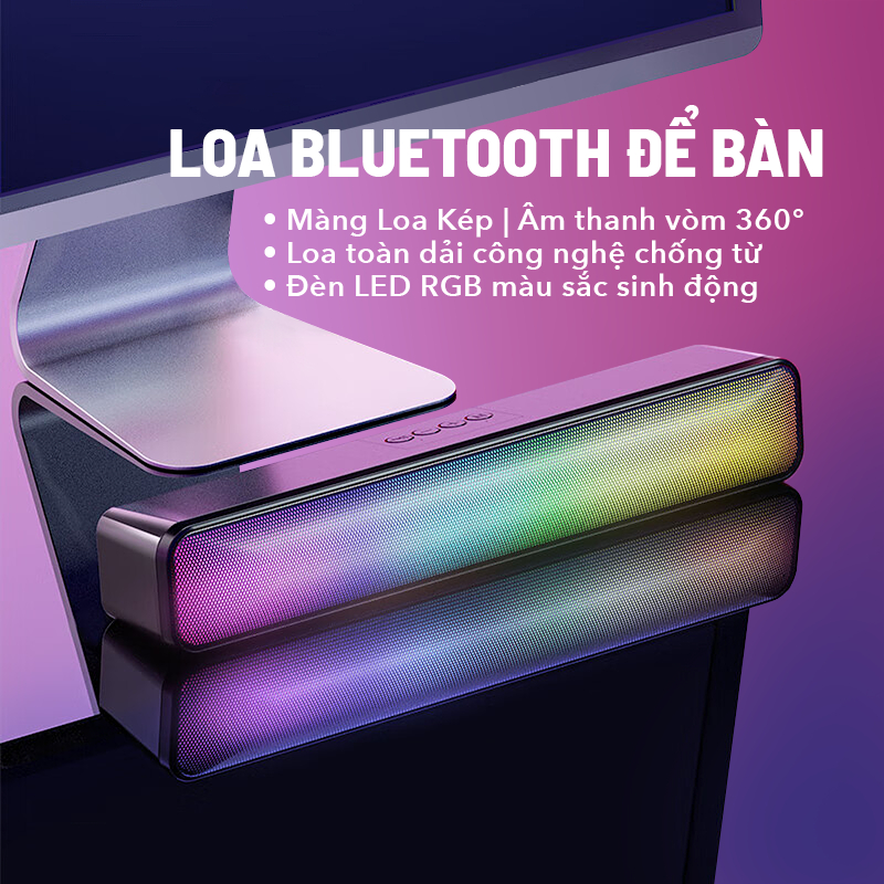 Loa Bluetooth công suất lớn âm thanh vòm 3D có đèn Led RGB theo nhạc hỗ trợ kết nối đa cổng loa nghe nhạc BASIKE MW37