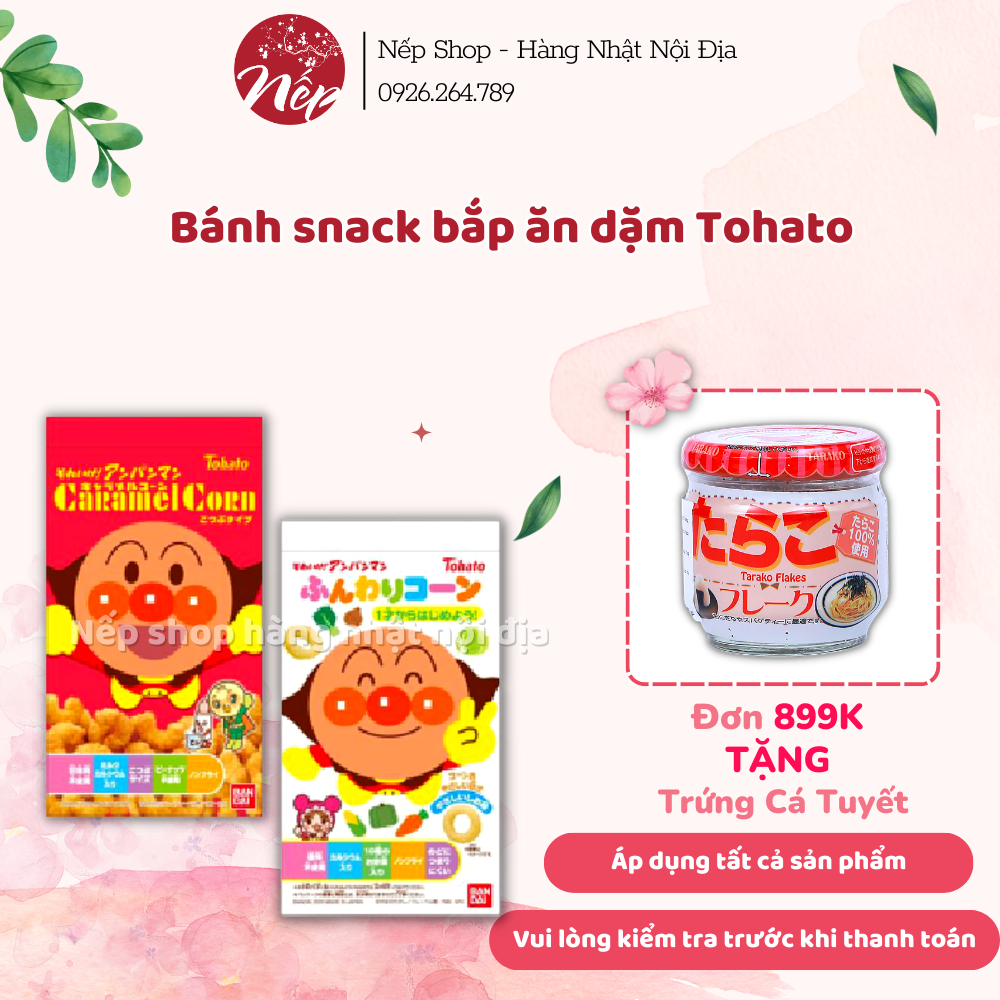 Bánh snack bắp ăn dặm Tohato Nhật Bản - bánh ăn dặm cho bé từ 7 tháng