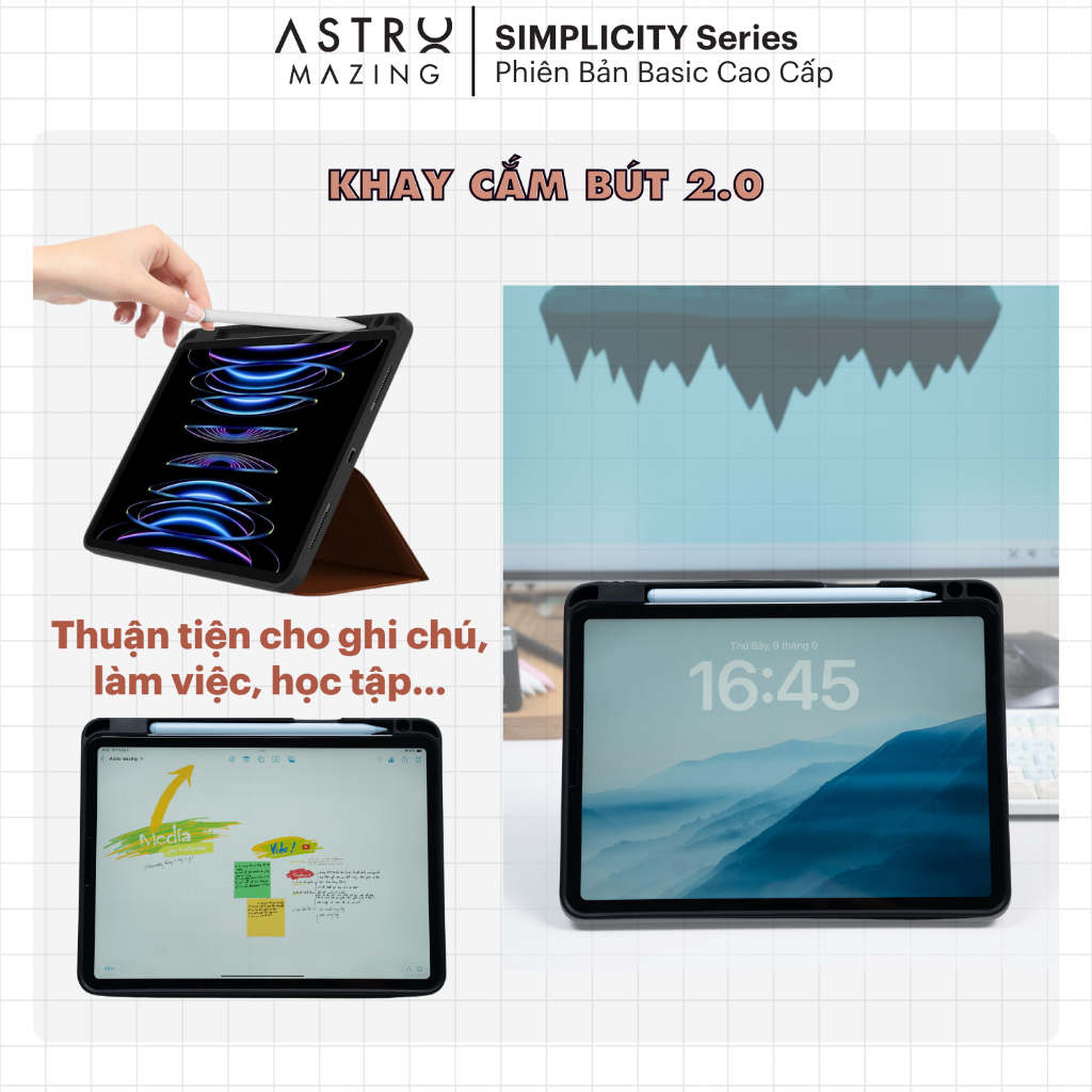 Bao da cover iPad BASIC Folio AstroMazing khay bútcho iPad Pro 11 Air 4 5 Gen 8 9