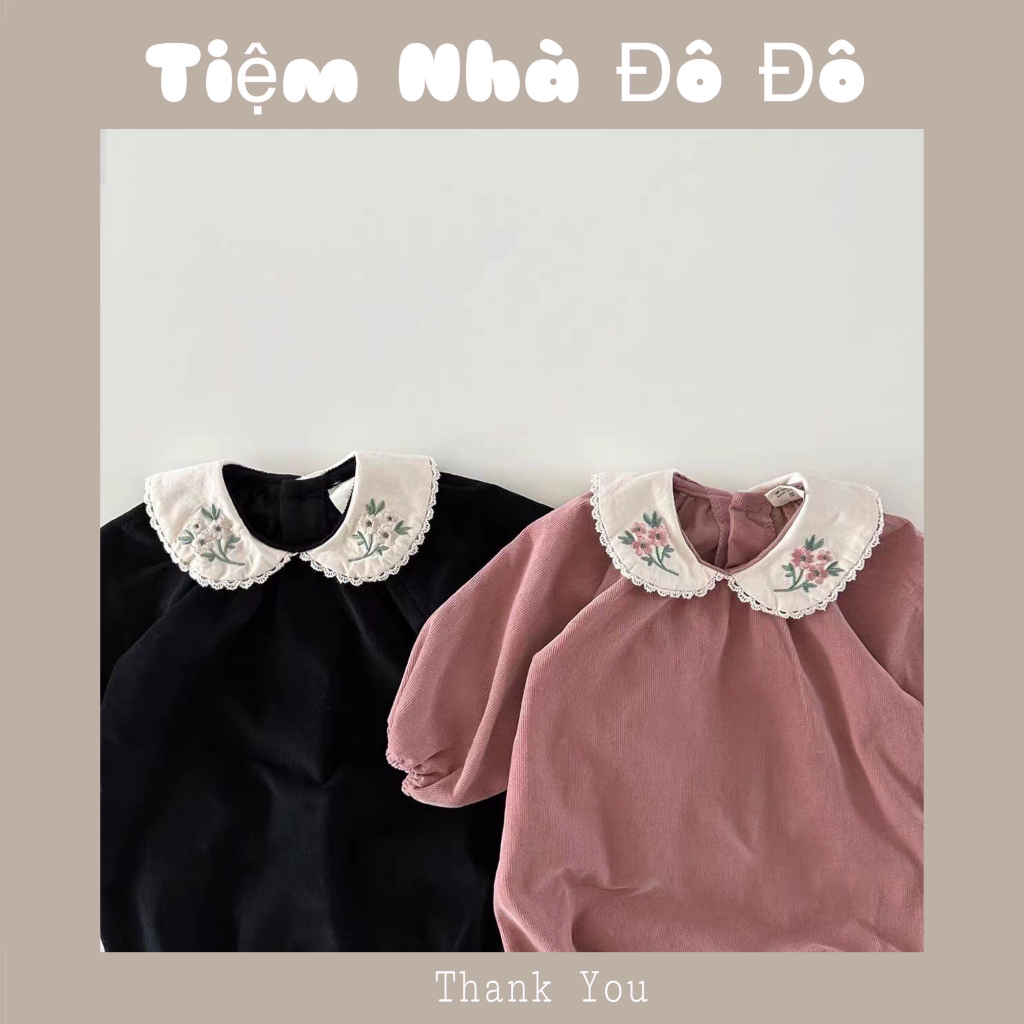 Body suit cổ bèo cổ sen hoạ tiết thêu hoa viền trắng sang trọng chất siêu đẹp hãng yicyim giành cho bé gái