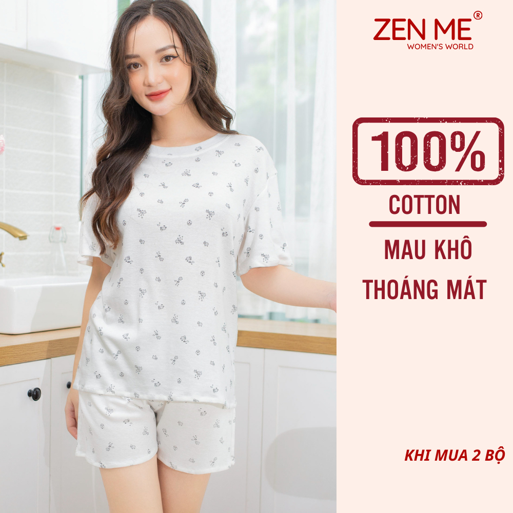 Đồ Bộ Nữ Mặc Nhà Họa Tiết Dễ Thương Chất Liệu Cotton Thoáng Mát BCD0622, Zen Me Women's World