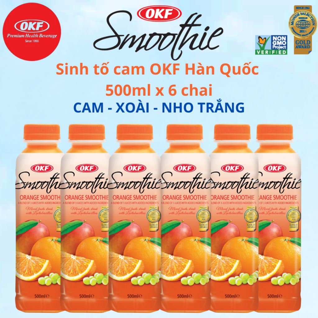 Sinh tố cam (SINH TỐ CAM - XOÀI - NHO TRẮNG) OKF Hàn Quốc x 6 chai 500ml