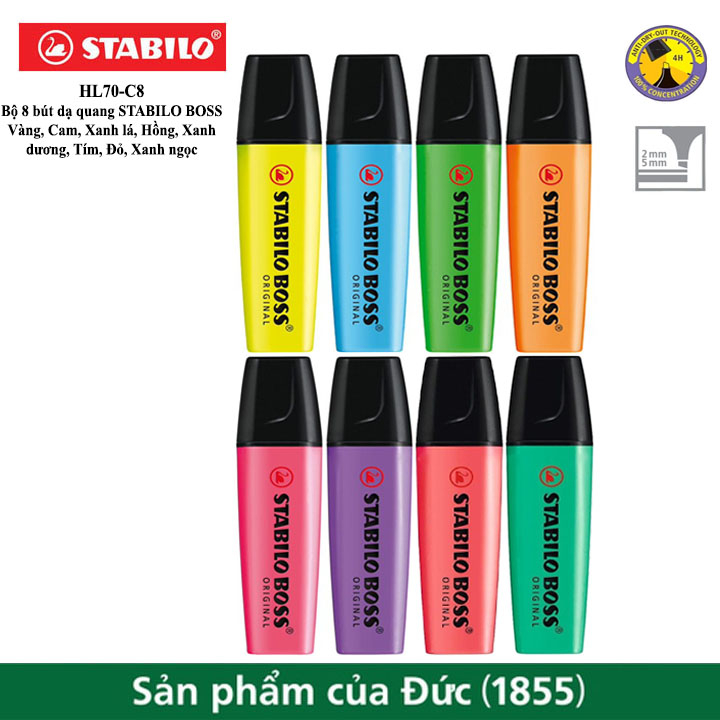 Bộ 8 Bút dạ quang STABILO BOSS ORIGINAL  (HL70-C8)