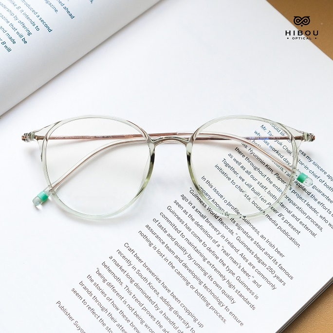 Gọng kính cận oversized nam nữ T30589 - Hibou Optical tặng kèm hộp và khăn lau kính chuyên dụng