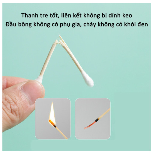 Hộp 500 tăm bông thân gỗ 2 đầu dùng cắt tóc, spa, gia đình