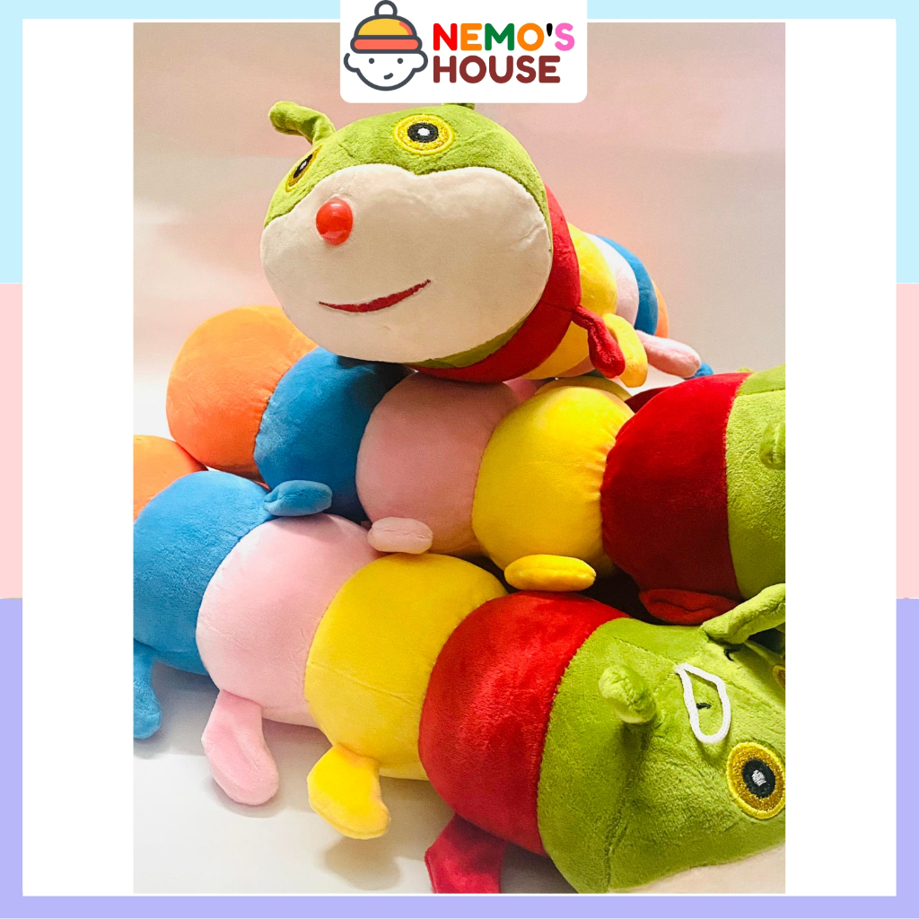 Gấu bông gối ôm con sâu, gối ôm cho bé, thú nhồi bông mini cute giá rẻ cho bé, nhiều size và kiểu dáng dễ thương