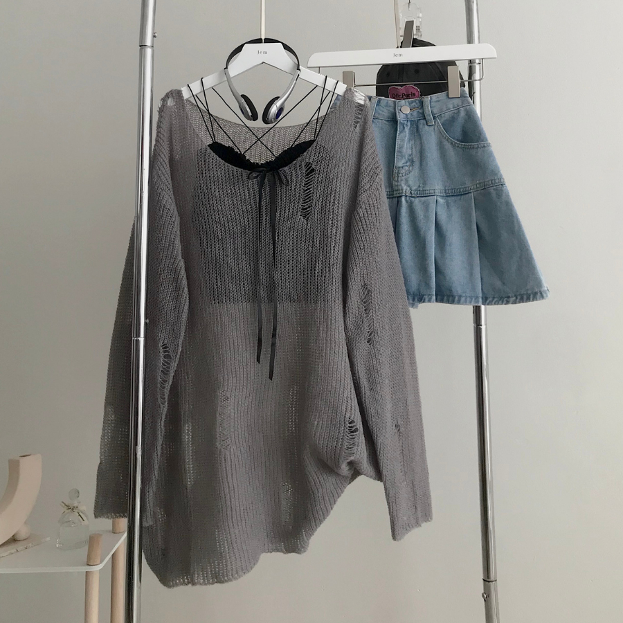 Áo len tay dài nữ chất vải len mịn dệt thưa BBIO 10571 - Jemcloset