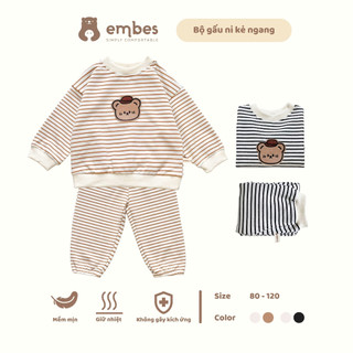 Bộ nỉ dài tay cho bé trai bé gái Embes Việt Nam từ 9-19kg
