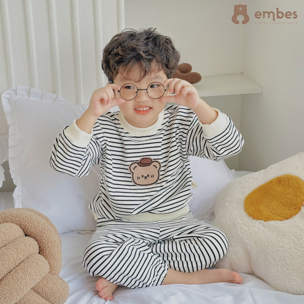 Bộ nỉ dài tay cho bé trai bé gái Embes Việt Nam từ 9-19kg