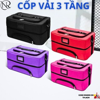  Cốp vải 3 tầng đựng đồ nail mi phun xăm đồ trang điểm đồ cá nhân size lớn 44 cm - Nails Red 
