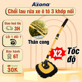 Chổi lau rửa xe ô tô 3 khớp nối linh hoạt kéo dài cán 1M, sợi mềm mại lau siêu sạch siêu thấm