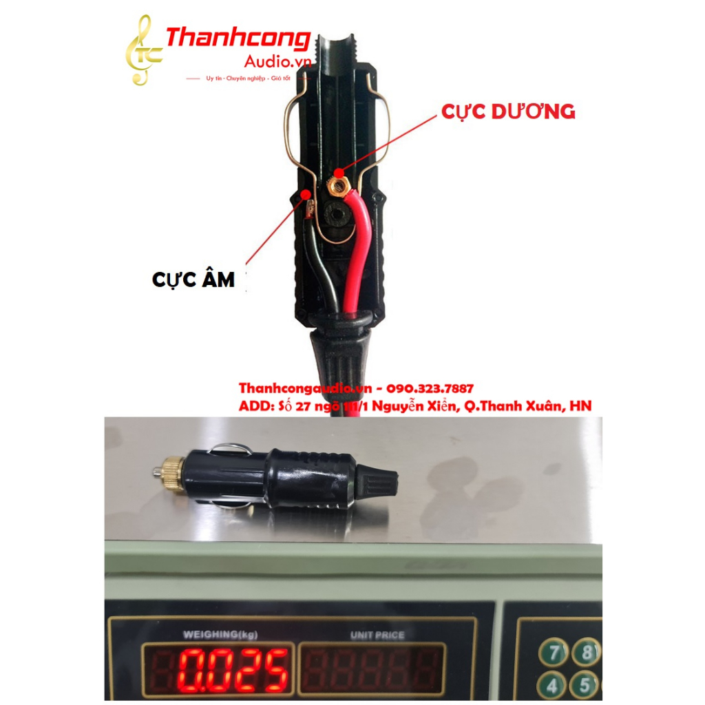 Chân Tẩu Sạc 12v / 24v 180w  chống cháy hàn sẵn dây điện 0.5M. 2M và 3M