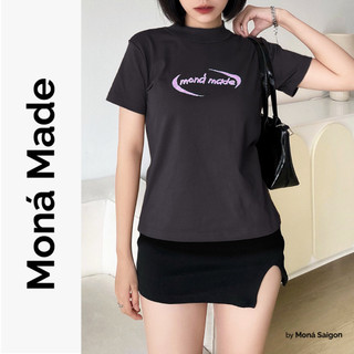 Áo thun baby tee moná - terra đen