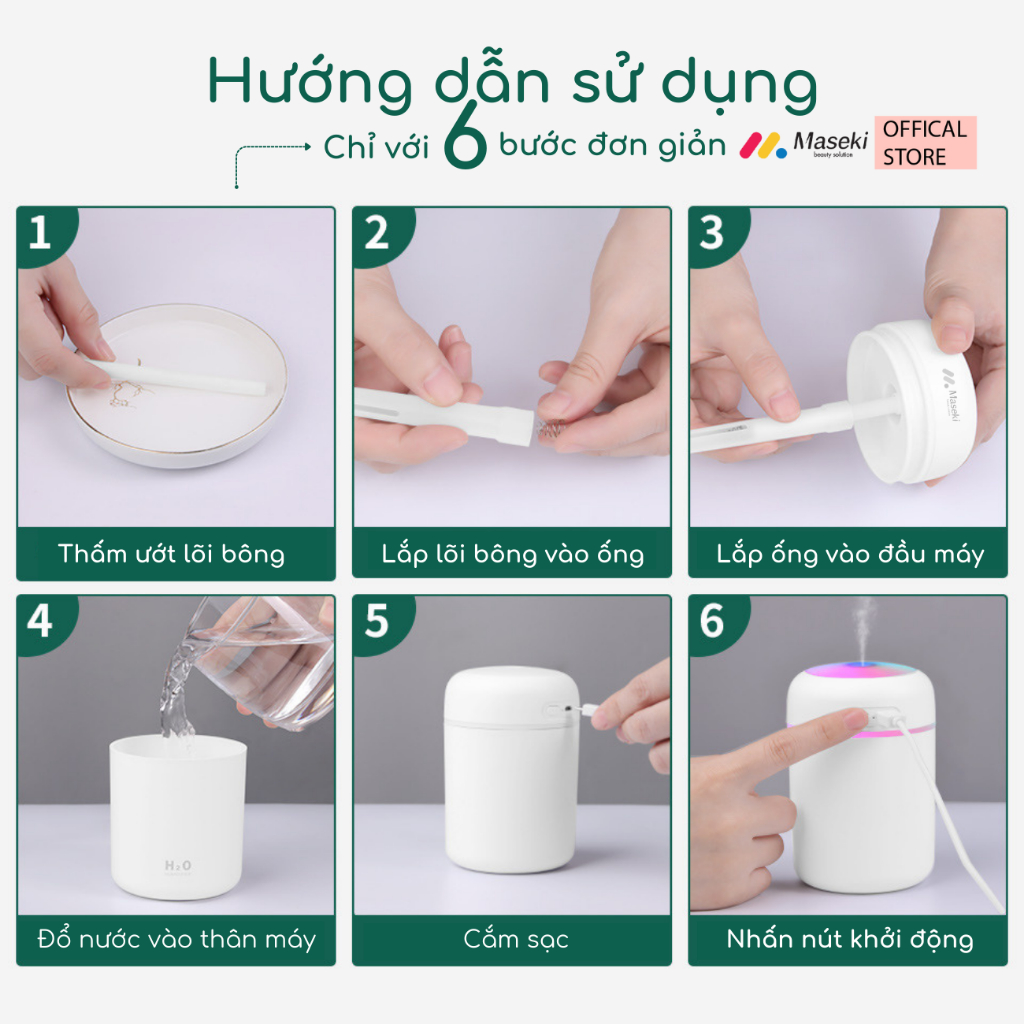 Máy xông tinh dầu cao cấp MASEKI, KHUYẾCH TÁN TINH DẦU CÓ ĐÈN LED