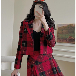 [Mã SGTTC40K giảm đến 40K đơn 50K] Áo Dạ VIEN TRAN Croptop Sọc Kẻ Ô Caro Dáng Ngắn V65W21T070