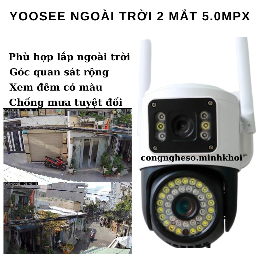 Camera Wifi Yoosee  2 Mắt, 2 Màn Hình Theo Dõi, Camera Ngoài Trời  4.0 Mpx
