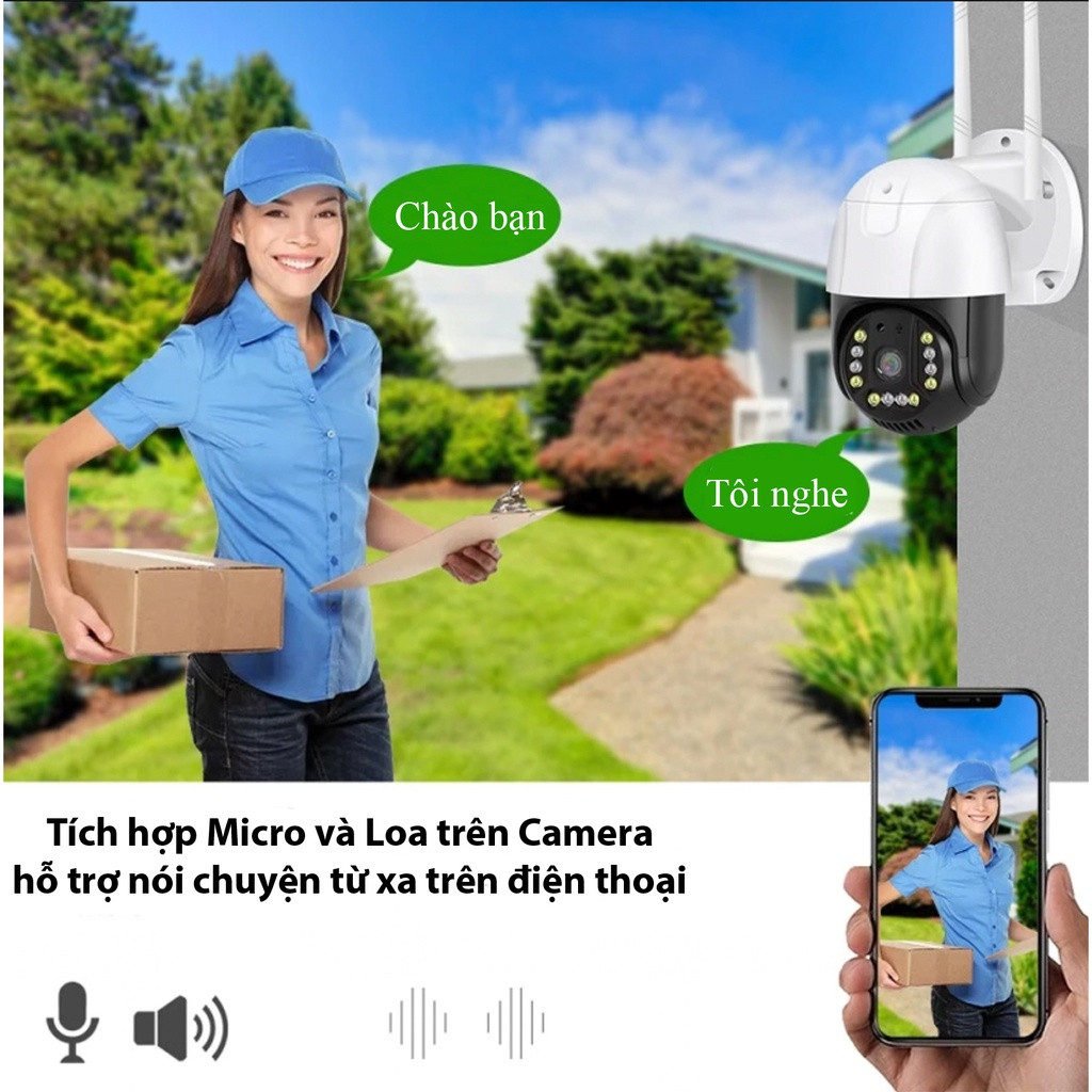 Camera Wifi Ngoài Trời Chống Nước  V380 PRO 5.0 MPX, Độ Phân Giải 4K, Cảm Biến Chuyển Động, Đàm Thoại 2 Chiều