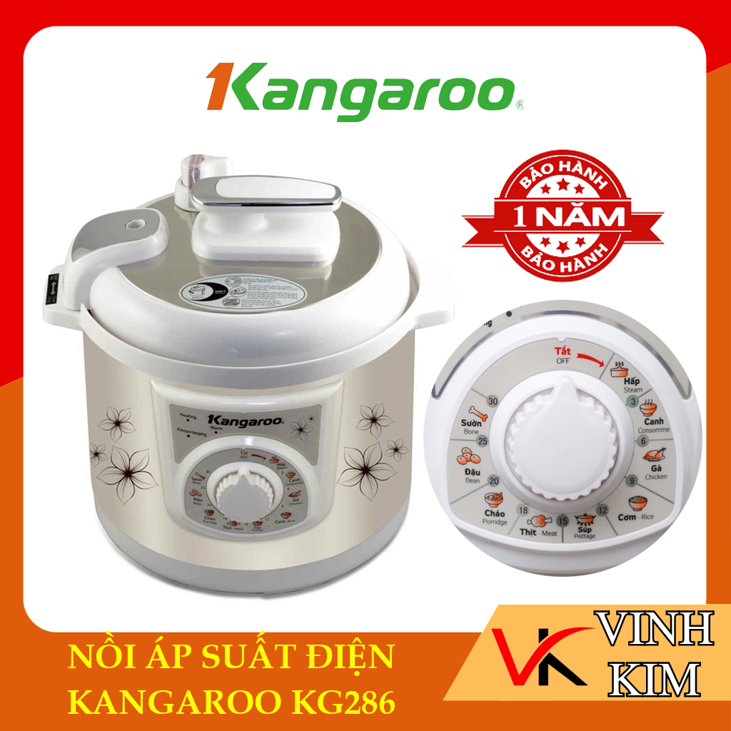 Nồi áp suất điện Kangaroo KG286, nấu đa năng 9 trong 1, công suất 1000W, bảo hành 12 tháng