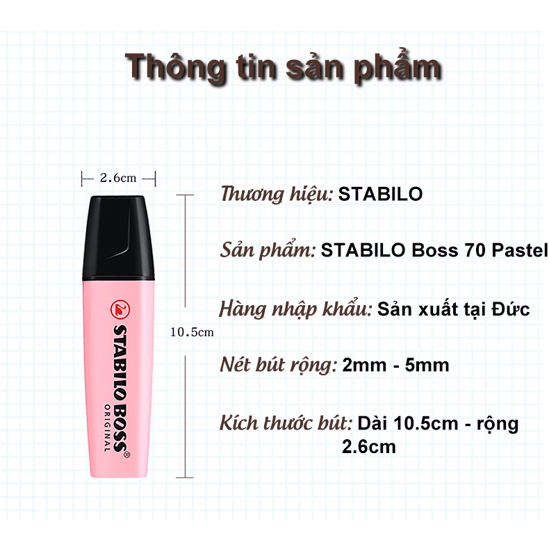 Bộ 14 cây bút dạ quang STABILO BOSS ORIGINAL Pastel (HLP70-C14)