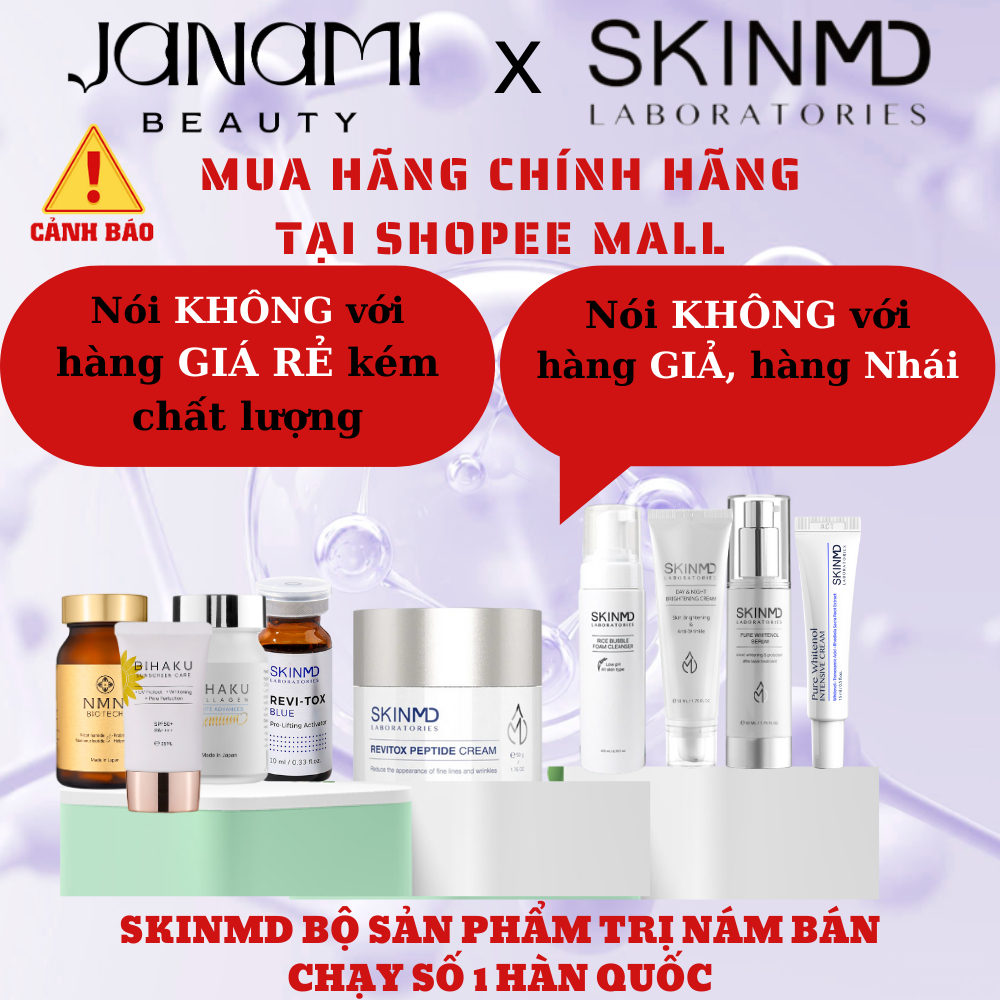 Bộ đôi chăm sóc làn da mỏng yếu và tái tạo tế bào gốc Bihaku Collagen 30v và Skinmd Cream Pure Intensive 15ml