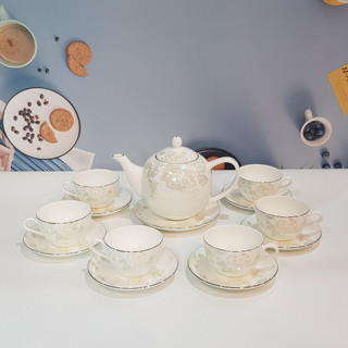  Bộ tách trà sứ xương Bone Porcelain 1455943  14 chi tiết  - Có hộp quà tặng quai xách 