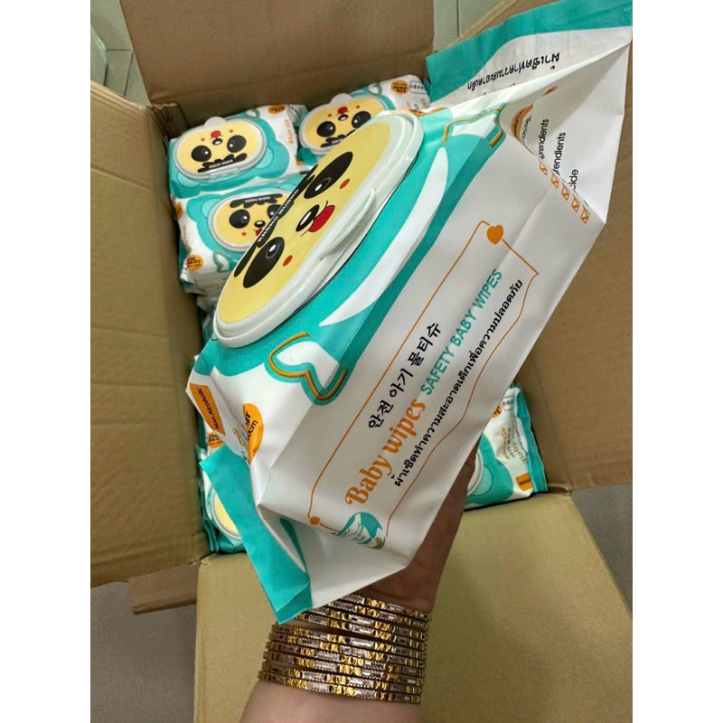 COMBO 10 GÓI - Khăn ướt KHÔNG MÙI Baby Wipes mẫu nắp Gấu gói lớn 325gr