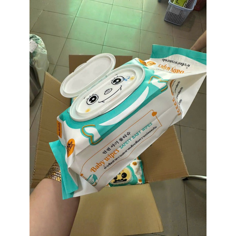 COMBO 10 GÓI - Khăn ướt KHÔNG MÙI Baby Wipes mẫu nắp Gấu gói lớn 325gr
