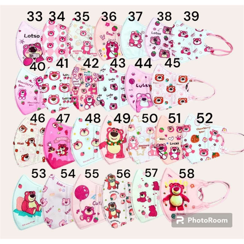 Khẩu trang gấu dâu cho bé 3-10 tuổi