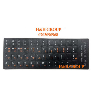 Miếng dán Bàn phím tiếng Hàn nền đen chữ màu Cam cực chất
